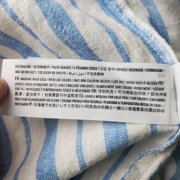 Abercrombie & Fitch Womens Blue White Striped Oversized Linen Shirt Size Small - Picture 4 of 6